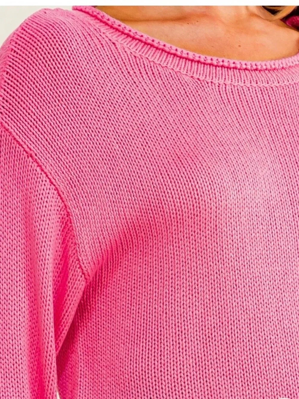 Pink High‑Low Knit Sweater NWT | Medium • Soft Acrylic • Long Sleeve Pullover
